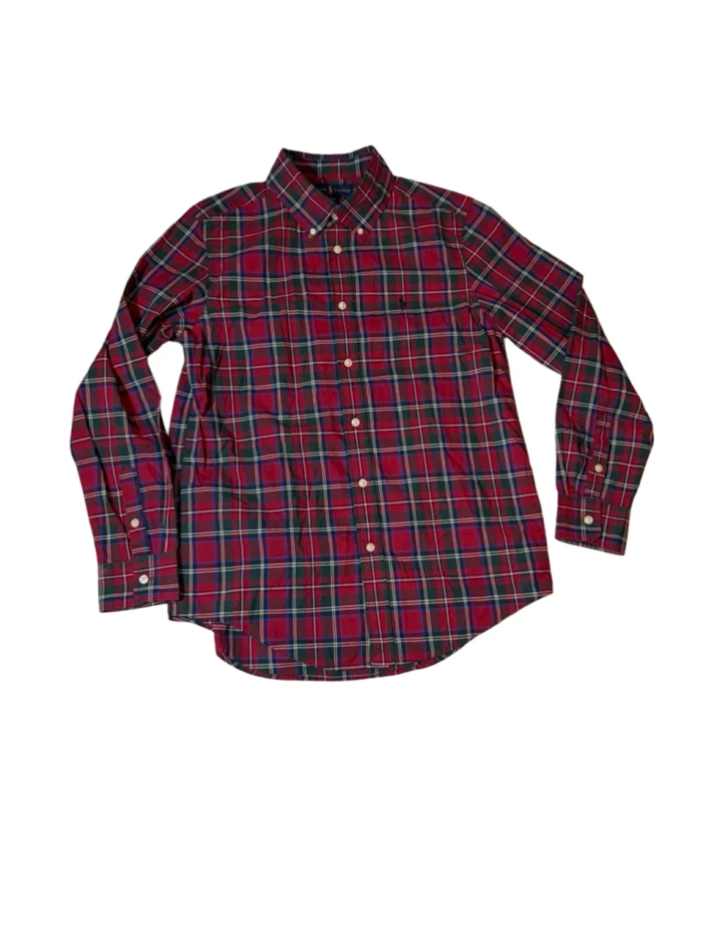 Ralph Lauren Kids Large 14-16 Red Tartan Plaid Button Down Shirt Preppy